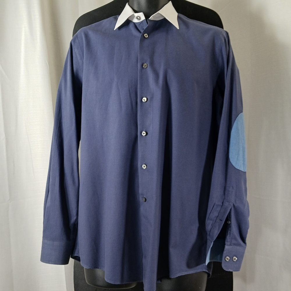 PAUL FREDRICK Cashmere & Cotton "Flannel" Button Down Shirt w/ Elbow Patches EUC
